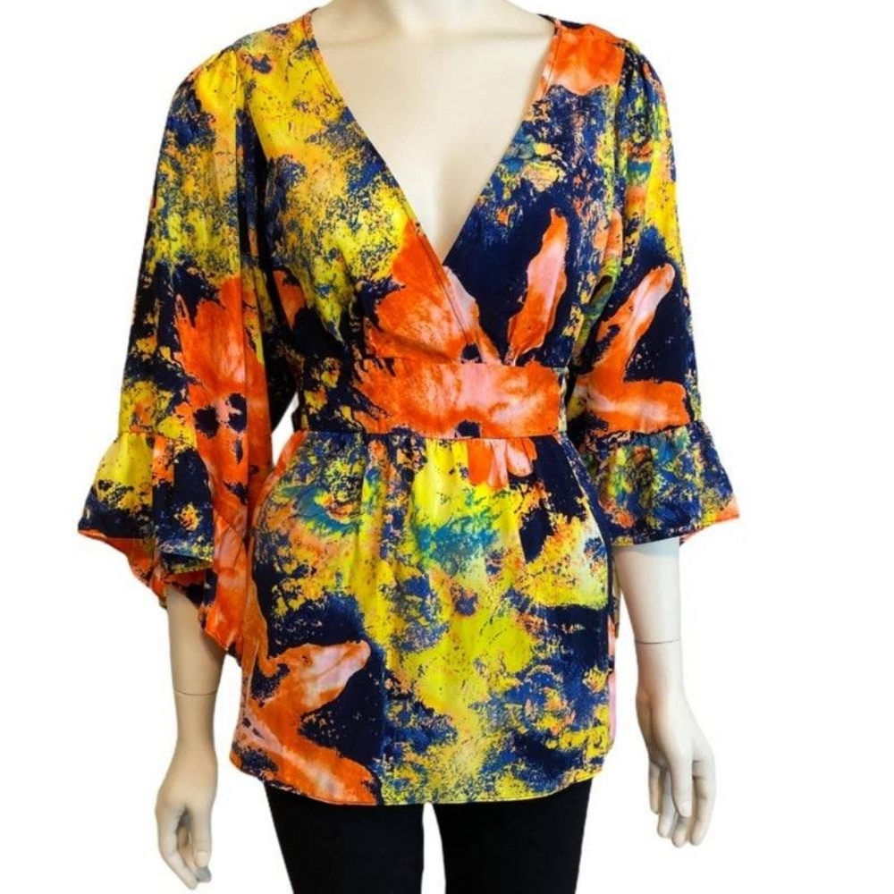 Betsy Johnson Bell Sleeve Poppy Blouse